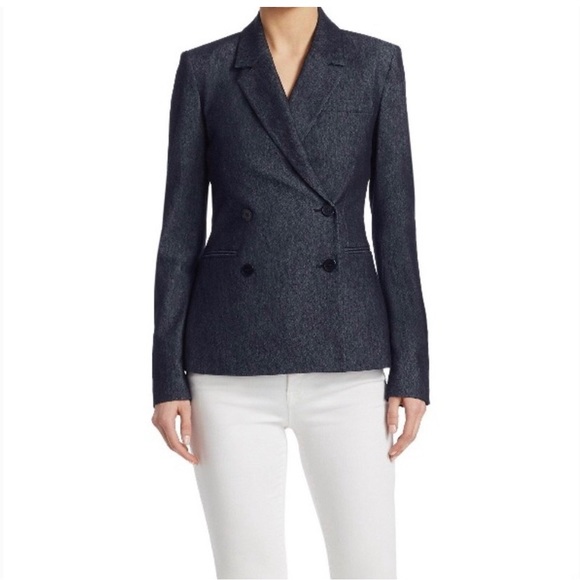 Theory Double Breasted Denim Blazer Size 10 - Picture 7 of 8